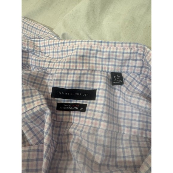 Tommy Hilfiger Shirt Mens XXL Pink Blue Striped Cotton Long Sleeve Button Up - Picture 15 of 15